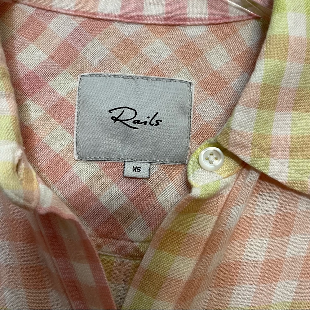 Rails Charli Lemon Raspberry Linen Blend Plaid Bl… - image 2